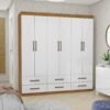 Guarda-Roupa 6 Portas(Sem Espelho/Sem Pes)Dallas 1,53 m Cinamomo/Branco - CARIOCA MOVEIS