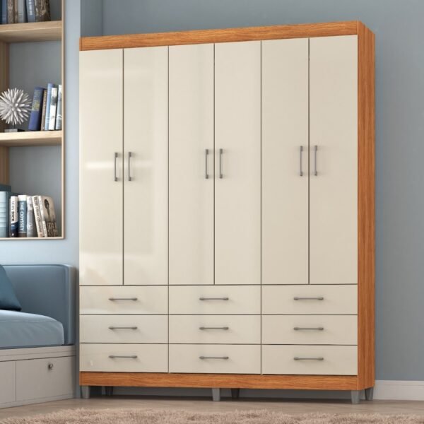 Guarda-Roupa 6 Portas Paraty 3690 1,50 m Cinamomo/Off White - FELLICCI