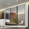 Guarda-Roupa Diamond Premium (3 portas espelhadas) 2,414 m Branco – NOVO HORIZONTE