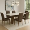 Mesa Damiana BA56 160 Canela/Off White com 6 Cadeiras Sophia Veludo Marrom – KAPPESBERG + WM DECOR