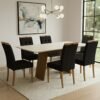 Mesa Damiana BA56 160 Canela/Off White com 6 Cadeiras Sophia Veludo Preto – KAPPESBERG + WM DECOR