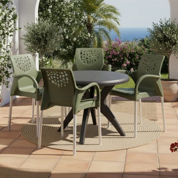 Mesa Deluxe 90 Preto com 4 Poltronas Deluxe Verde – FORTE PLÁSTICO