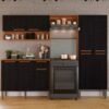 Cozinha Completa com Balcão Madri Cinamomo/Preto - SALLÊTO