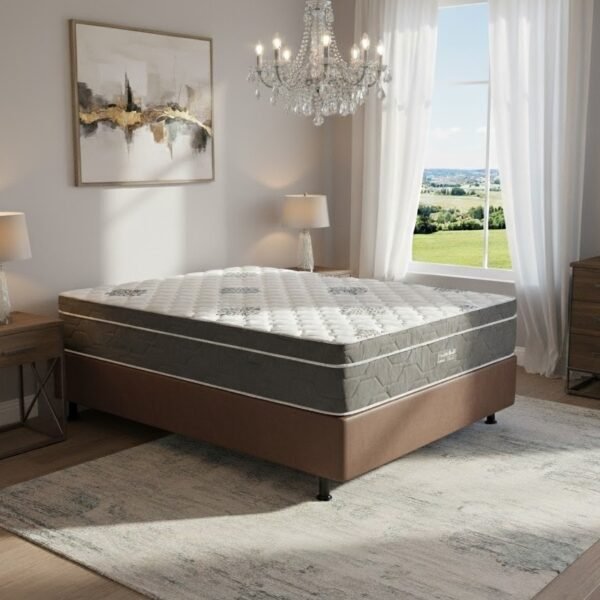 Colchão Casal Essential Pocket D26 + Base Box Simples Corino Marrom – INOVAFLEX + BIOSTAR