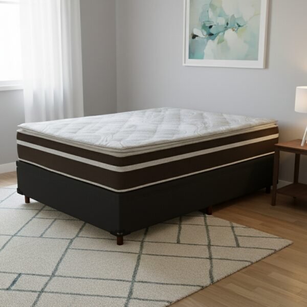Colchão Casal Dom D33 + Base Box Simples Corino Preto – BIOSTAR/BIOFLEX