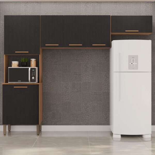 Cozinha 3 Peças (S/Balcão) New Valência Cinamomo/Preto - SALLÊTO