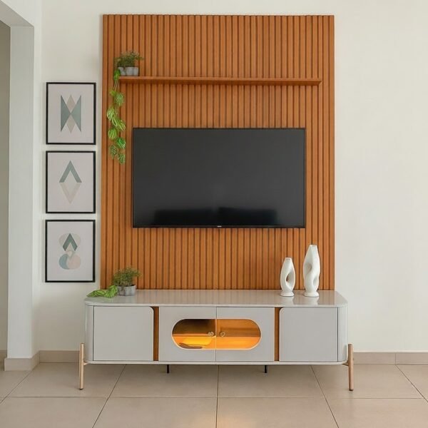 Painel até 75″ Arbo 1.9 Cedro + Rack Juquehy Off White/Naturale – EDN MÓVEIS + BECHARA