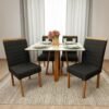 Mesa Pedro 90 Mel/Off White com 4 Cadeiras Pandora 01 Veludo Preto 38 – ART ASSENTOS + CARVALHO DECOR