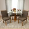 Mesa Pedro 90 Mel/Off White com 4 Cadeiras Pandora 01 Veludo Marrom 134 – ART ASSENTOS + CARVALHO DECOR