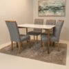 Mesa Ravena 120 Naturale/Off White com 4 Cadeiras Sophia Linho Cinza Grafite 206 – CLEFATOS DECOR + WM DECOR