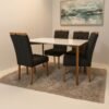 Mesa Ravena 120 Naturale/Off White com 4 Cadeiras Sophia Veludo Preto – CLEFATOS DECOR + WM DECOR