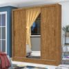 Guarda-Roupa 3 Portas Dubai/Santiago Plus (1 porta espelhada) 1,79 m Cinamomo - CARIOCA MÓVEIS
