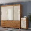 Guarda-Roupa 3 Portas Toronto RP1930 + Cômoda 5 Gavetas Malta CO250 Cinamomo/Off White/Cinamomo – FELLICCI