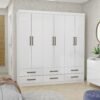 Guarda-Roupa 6 Portas(Sem Espelho/Sem Pés)Dallas 1,53 m Branco - CARIOCA MÓVEIS