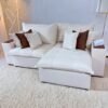 Sofa Cama Retratil Tebas/Thebas/Gabriela 2,90 m Linho Bege 313/Courino Dalas - ZARAT ESTOFADOS