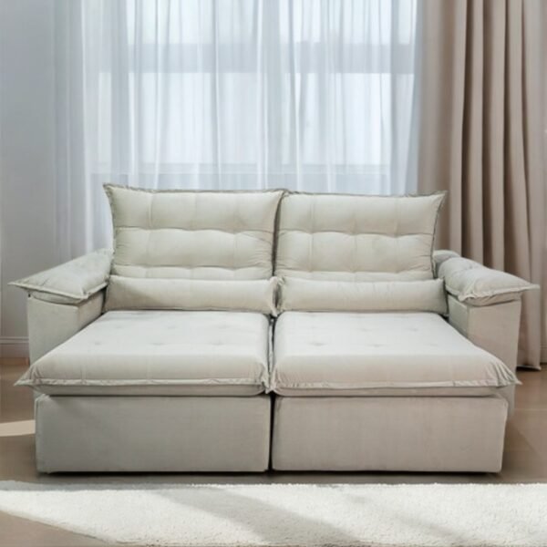 Sofá Retrátil e Reclinável Emanuelly 230 Bege – IMPÉRIO ESTOFADOS (PROMOÇÃO - LEVE AVARIA)