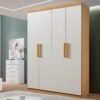 Guarda-Roupa 4 Portas Colibri 1,38 m Cinamomo/Off White - D'DORO MÓVEIS