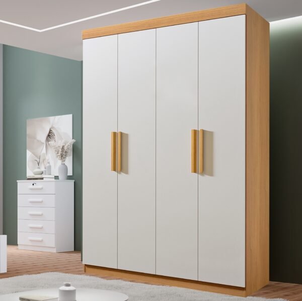 Guarda-Roupa 4 Portas Colibri 1,38 m Cinamomo/Off White - D'DORO MÓVEIS