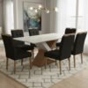 Mesa Graviola BA29 160 Canela/Off White com 6 Cadeiras Sophia Veludo Preto – KAPPESBERG + WM DECOR