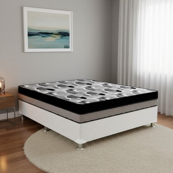 Colchão Casal ISO Dupla Face + Base Box Simples Corino Branco – ORTOBOM + BIOSTAR