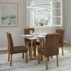 Mesa Bali 90 Cinamomo/Off White com 4 Cadeiras Sophia Veludo Marrom – MINASPLAC + WM DECOR