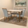 Mesa Ravena 120 Naturale/Off White com 4 Cadeiras Sophia Linho Cinza Prata 206 – CLEFATOS DECOR + WM DECOR