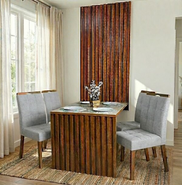 Mesa Cancun 120 Cinamomo/Off White com 4 Cadeiras Sophia Linho Cinza Prata 206 – CEL MÓVEIS + WM DECOR