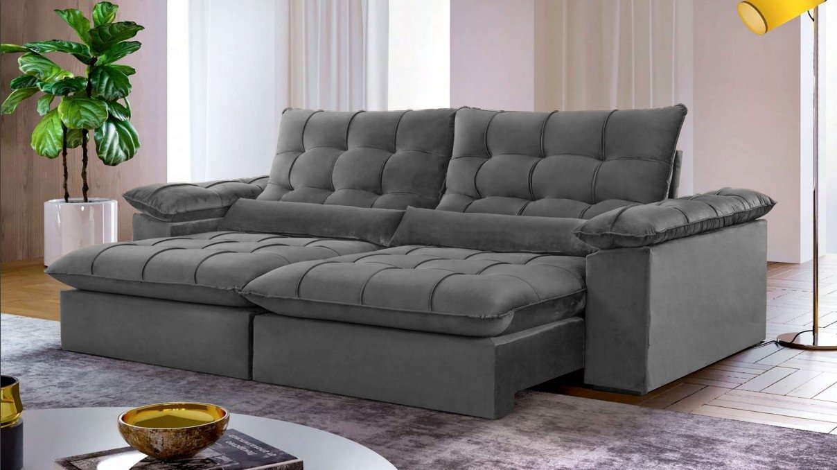 Sofá Retrátil e Reclinável Malibu 250 Cinza - VIVAZ ESTOFADOS - Imagem 2