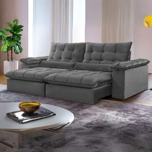 Sofá Retrátil e Reclinável Malibu 250 Cinza - VIVAZ ESTOFADOS