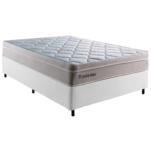 Colchão Casal Tiradentes D28 + Base Box Simples Corino Branco – COLCHOMINAS + BIOSTAR