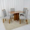 Mesa Salinas 120 (Tampo Londres s/ vidro) Cinamomo com 4 Cadeiras Sophia Linho Prata 206 – CEL MÓVEIS + WM DECOR