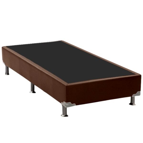 Base Box Solteiro Simples Corino Marrom - BIOSTAR