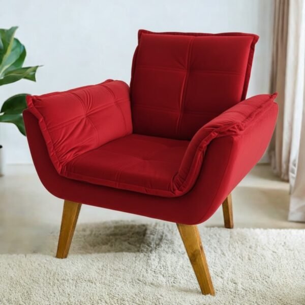 Poltrona Fixa Canadá/Opala Veludo Vermelho - JP ESTOFADOS