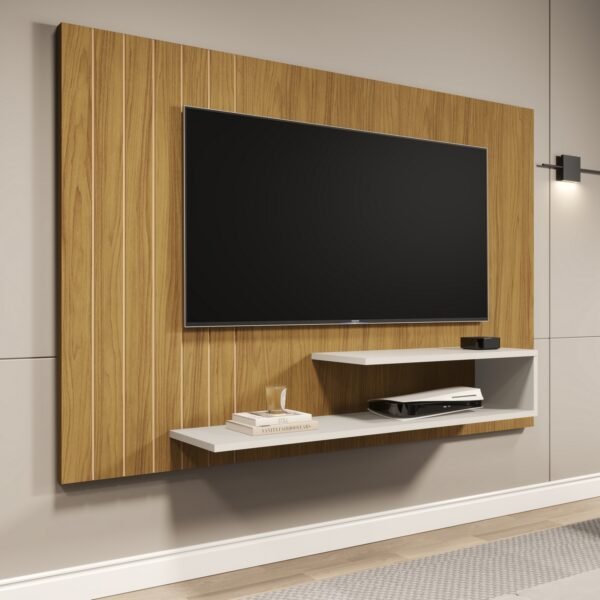 Painel até 50" Veneza Nature/Off White - MADEC/VJ MÓVEIS