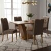 Mesa Classic 120 Cinamomo Laminado com 4 Cadeiras Sophia Veludo Marrom – CEL MÓVEIS + WM DECOR