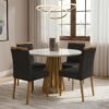 Mesa Redonda Berlim 100 Cinamomo/Off White com 4 Cadeiras Sophia Veludo Preto – CEL MÓVEIS + WM DECOR