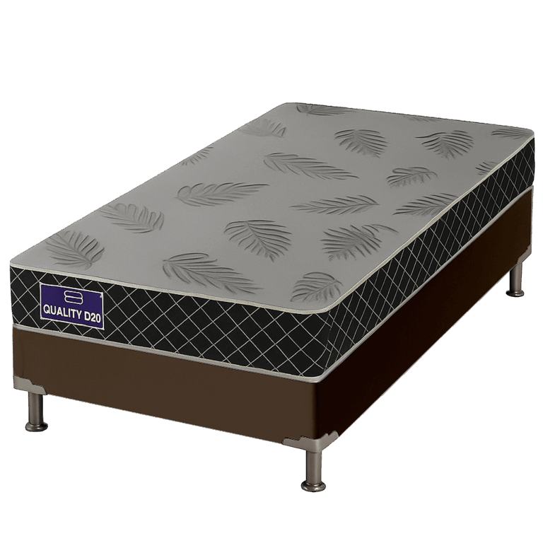 Colchão Solteiro Quality D20 14 cm 0,88 m + Base Box Simples Corino Marrom – ORTHOPRIME + BIOSTAR - Imagem 2