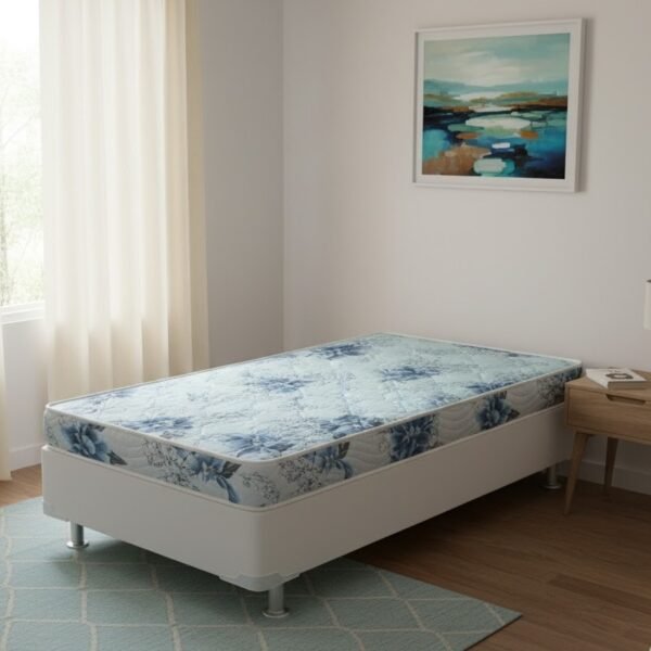 Colchão Solteiro Dream Soft + Base Box Simples Corino Branco – ORTOBOM + BIOSTAR