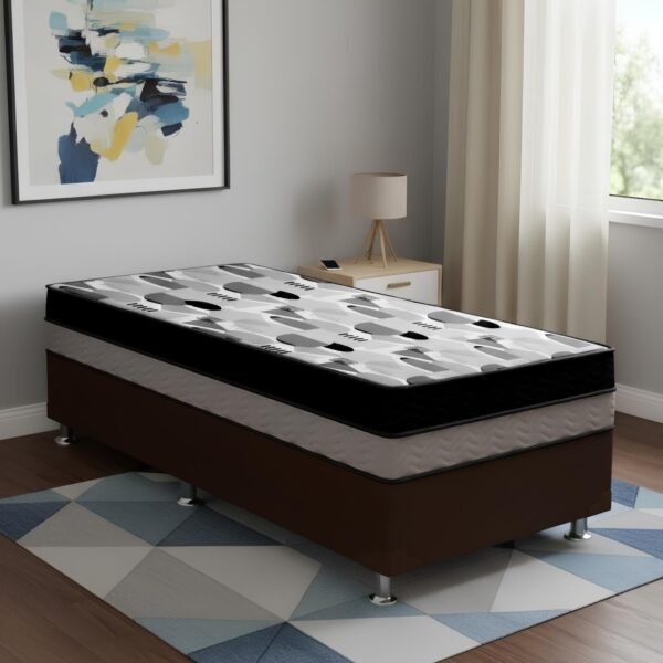 Colchão Solteiro ISO Dupla Face 20 cm D28/D33 + Base Simples Corino Marrom – ORTOBOM + BIOSTAR
