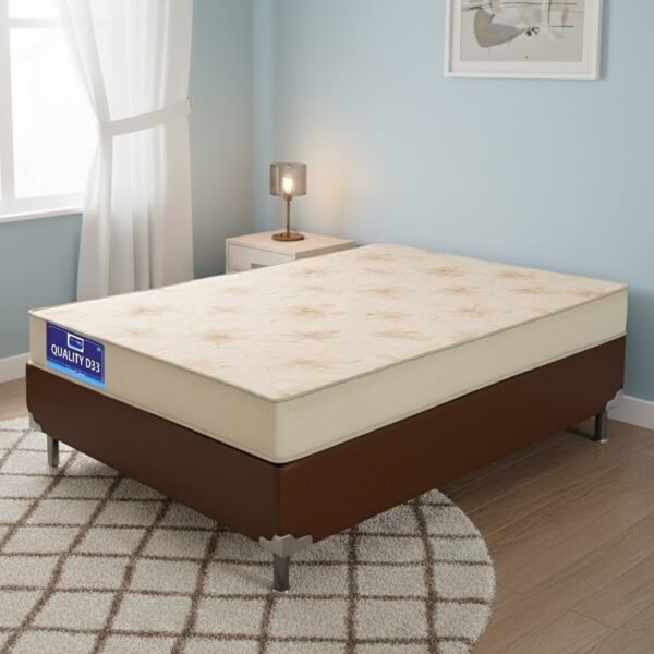 Início / Móveis para Quarto / Camas / Colchão Solteiro + Base Box Simples Colchão Solteiro Quality D33 14 cm 0,88 m + Base Box Simples Corino Marrom – ORTHOPRIME + BIOSTAR