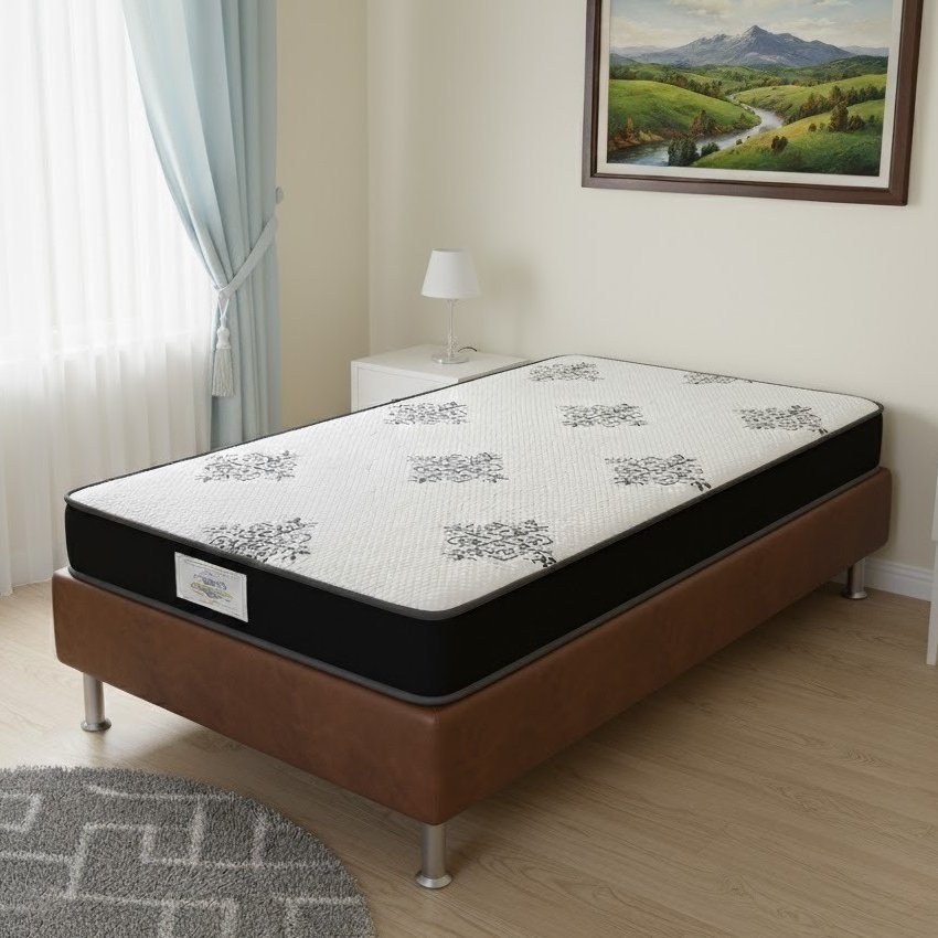 Colchão Solteiro Light 12 cm D20 + Base Simples Corino Marrom – ECOTEC + BIOSTAR