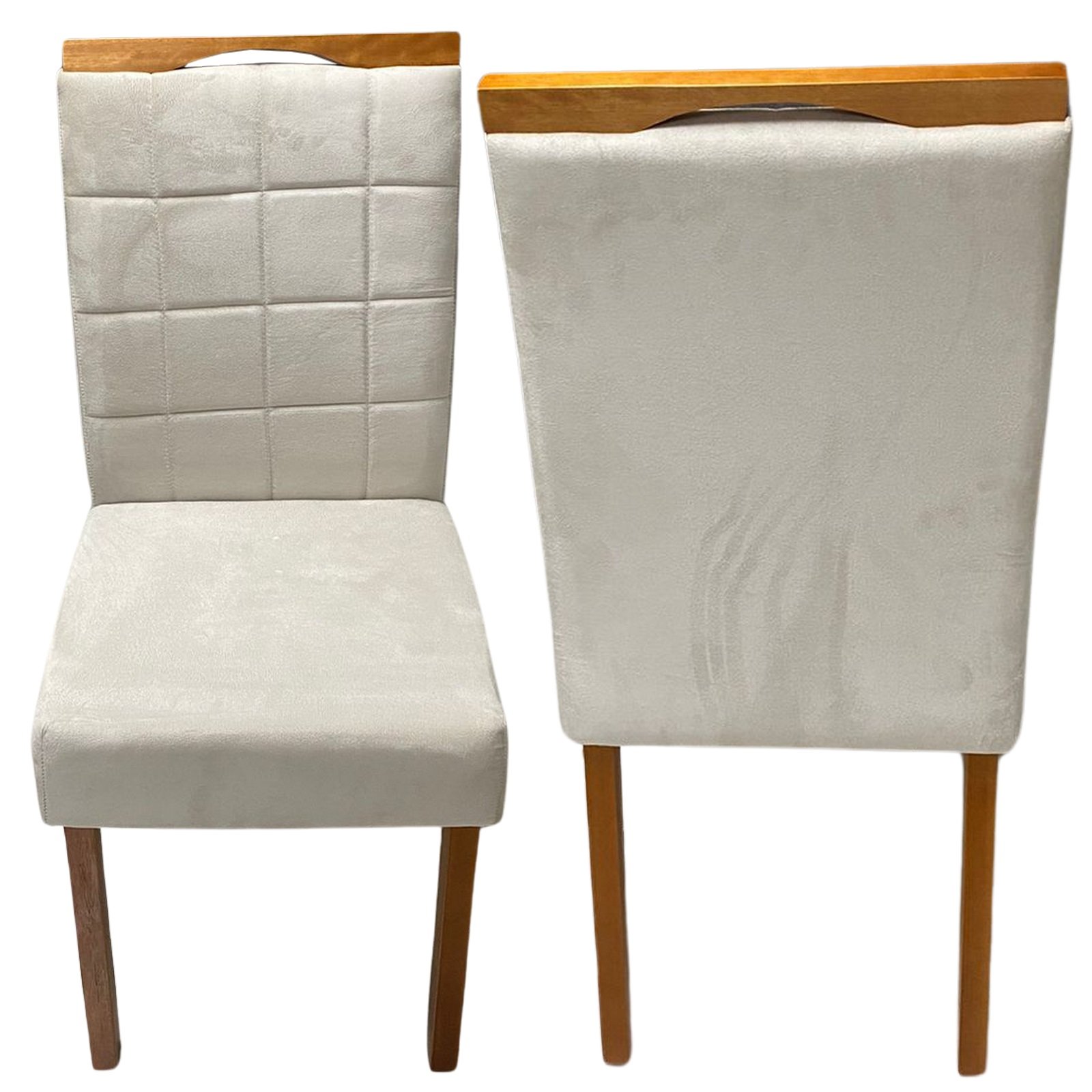 Kit 2 Cadeiras Roma Mel/Veludo Bege – OURO DECOR - Imagem 5