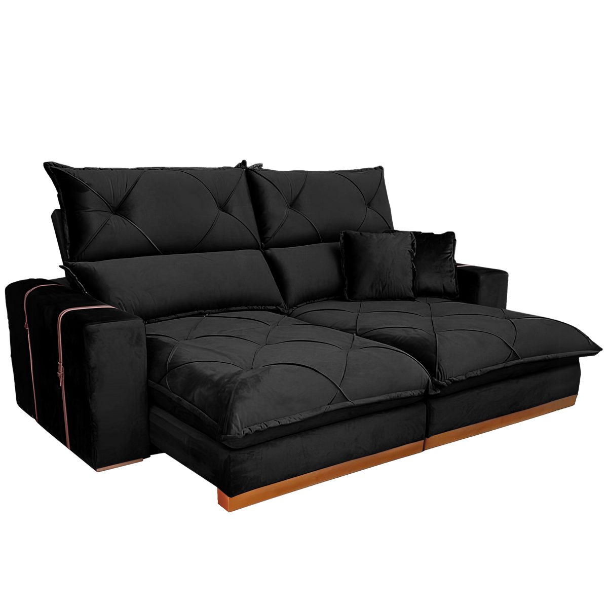 Sofá Retrátil e Reclinável Gran Bello Light 2,50 m Veludo Preto - QUINE ESTOFADOS - Imagem 4