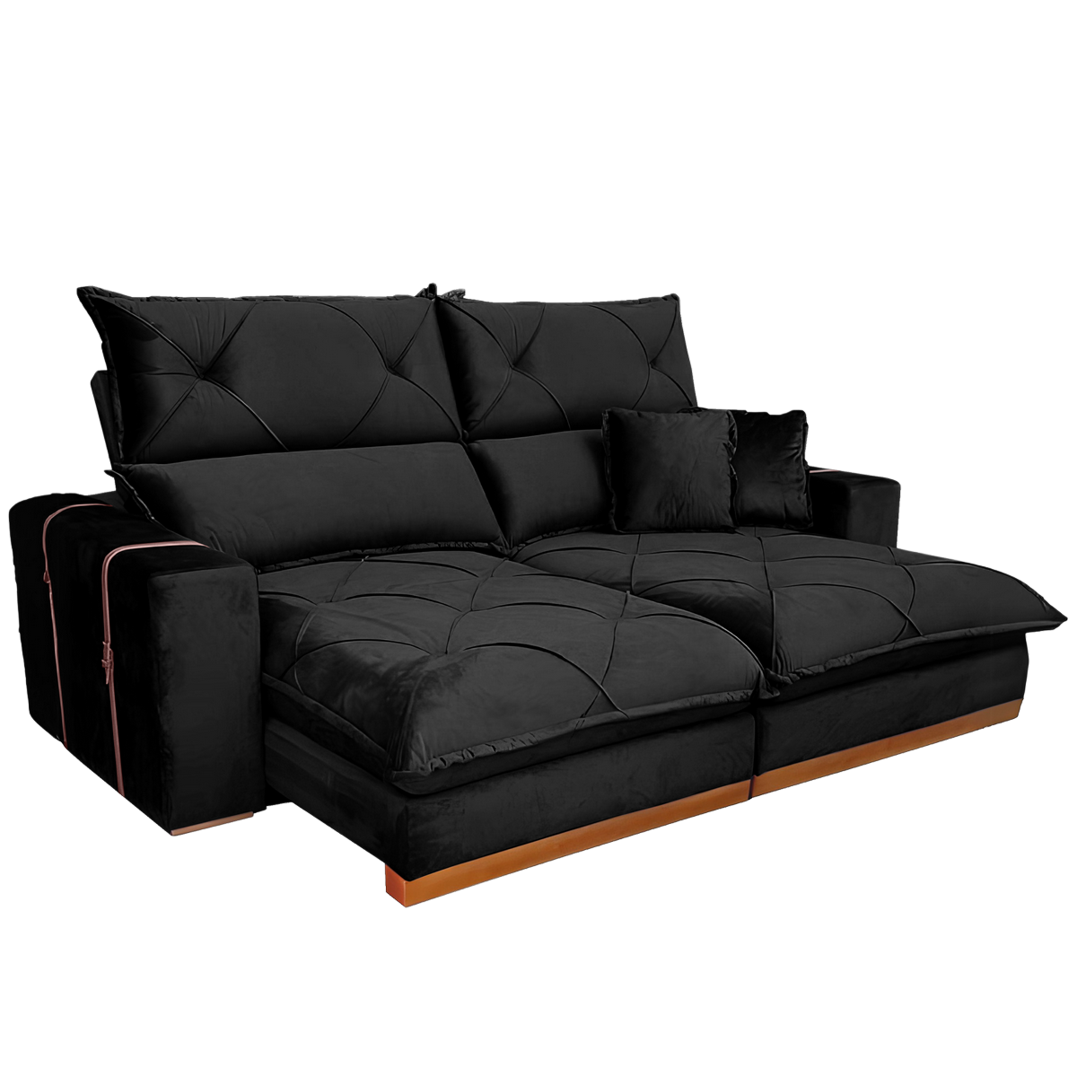 Sofá Retrátil e Reclinável Gran Bello Light 2,30 m Veludo Preto - QUINE ESTOFADOS - Imagem 4