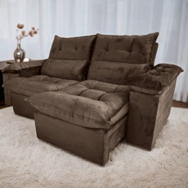 Sofá Retrátil e Reclinável Imperial 2,00 m Veludo Jolie Marrom 05 - IMPERIAL DECOR