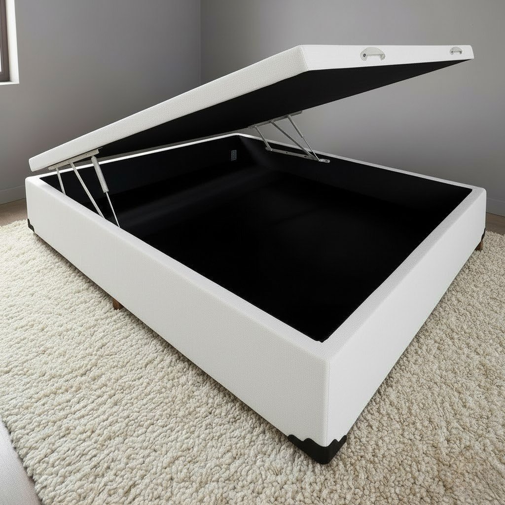 Base Box Casal Baú Corino Branco - ALTO NÍVEL CAMAS E COLCHÕES