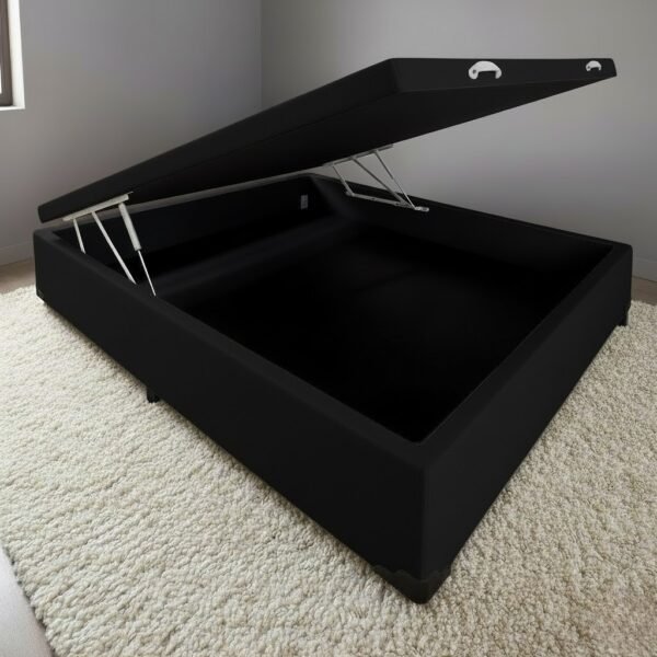 Base Box Casal Baú Corino Preto - ALTO NÍVEL CAMAS E COLCHÕES