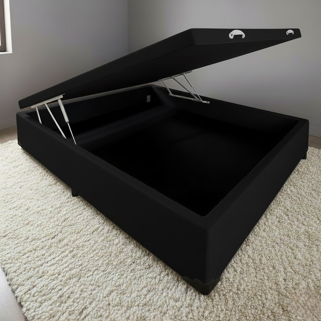 Base Box Casal Baú Corino Preto - ALTO NÍVEL CAMAS E COLCHÕES