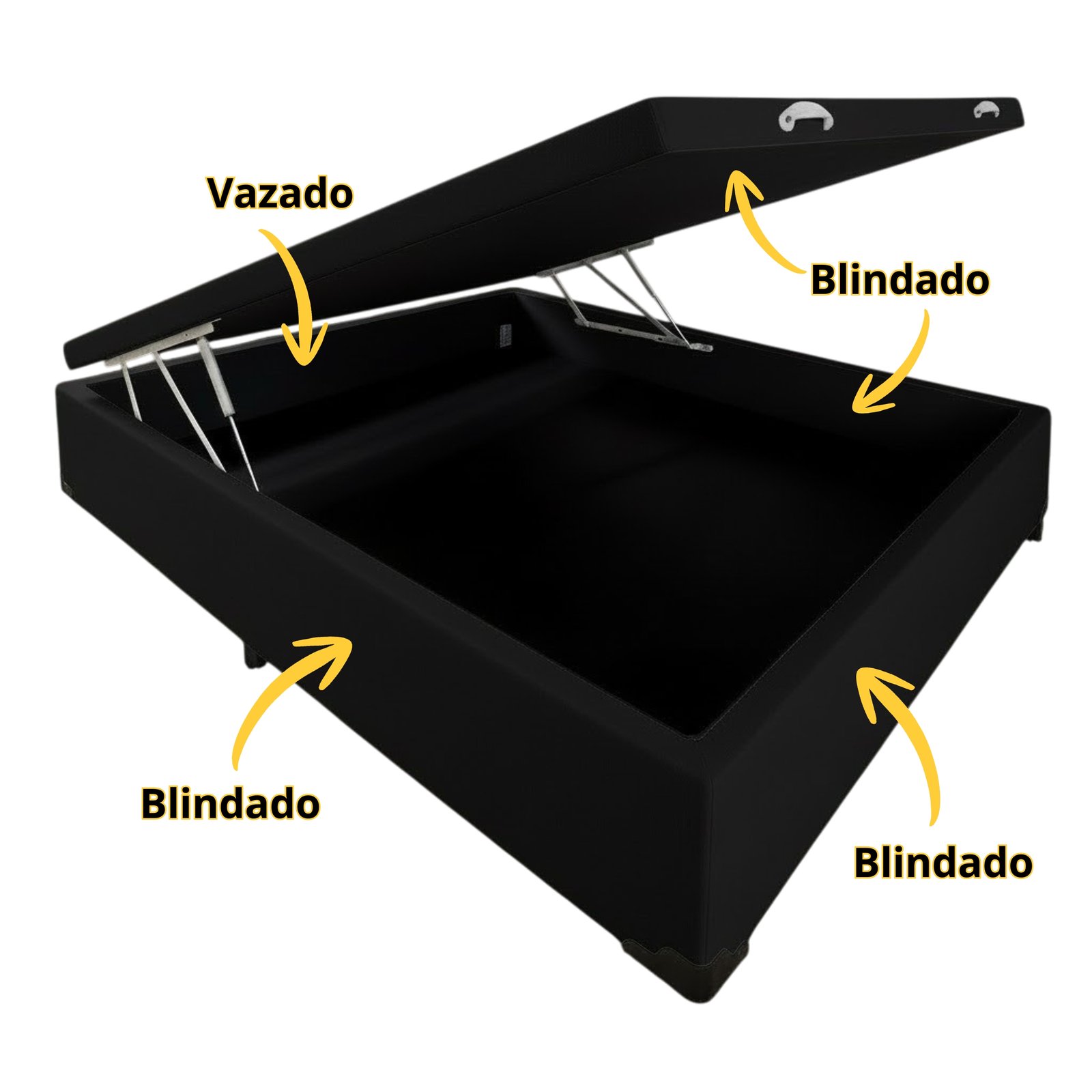 Base Box Casal Baú Corino Preto - ALTO NÍVEL CAMAS E COLCHÕES - Imagem 2