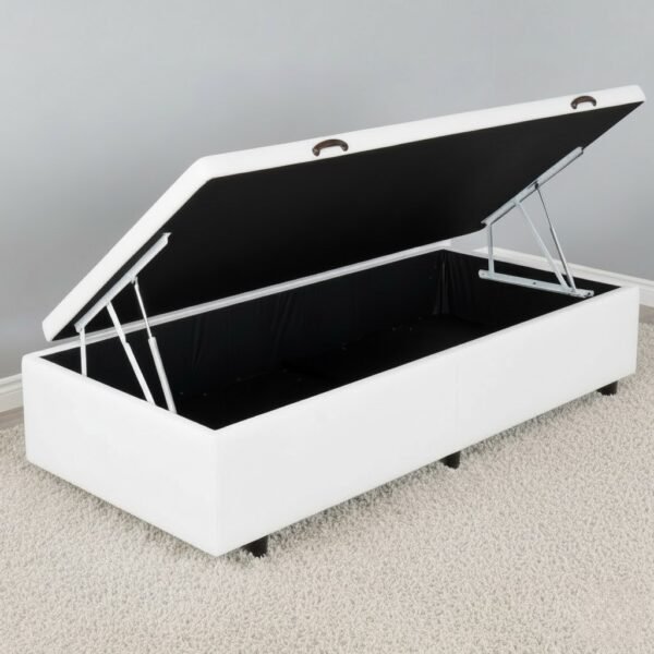 Base Box Solteiro Baú Corino Branco - ALTO NÍVEL CAMAS E COLCHÕES